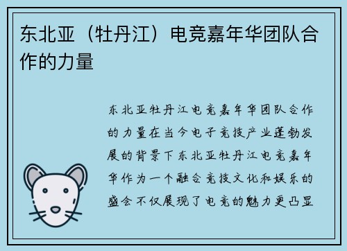 东北亚（牡丹江）电竞嘉年华团队合作的力量